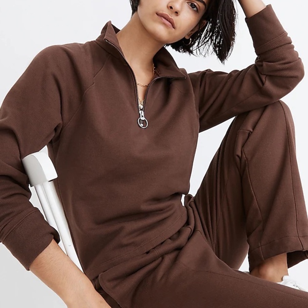 [Madewell] MWL Ribbed Half-Zip Raglan Sweatshirt Small